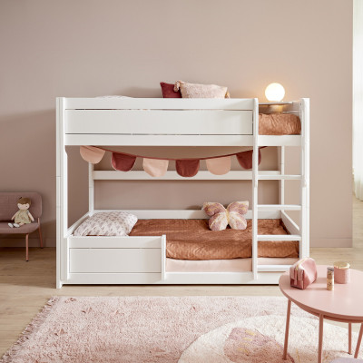 Lifetime low bunkbed with straight ladder Breeze 90 x 200 cm, slatted base deluxe whitewash