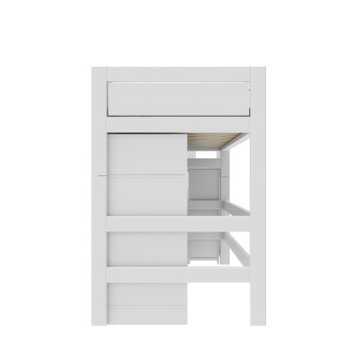 Lifetime lit mezzanine bas ALL-IN-ONE avec escabeau 152 cm, sommier standard blanc