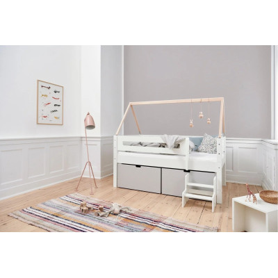 Letto per bambini Manis-h NANNA senza 3 cassetti 90 x 200 cm Bianco neve