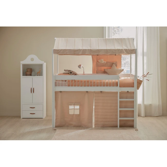 Lifetime lit mi-hauteur KOMBO avec petite armoire Breeze 90 x 200 cm, sommier deluxe blanc