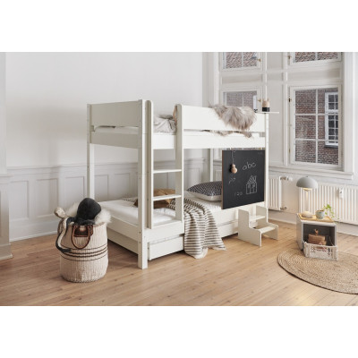 Manis-h Lit superposé 120/120 x 200 avec lit d'appoint 90x200 Snow white