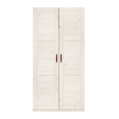 Lifetime Kleiderschrank mit 2 Türen, Regalen und Kleiderstange, 100 cm whitewash