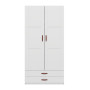 Stylish 100 cm White Lifetime Wardrobe with 2 Doors & Drawers