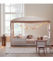 Lifetime four-poster bed 4 in 1 with sky Fairy Dust, 90x200 cm, Incl. deluxe slatted frame whitewash