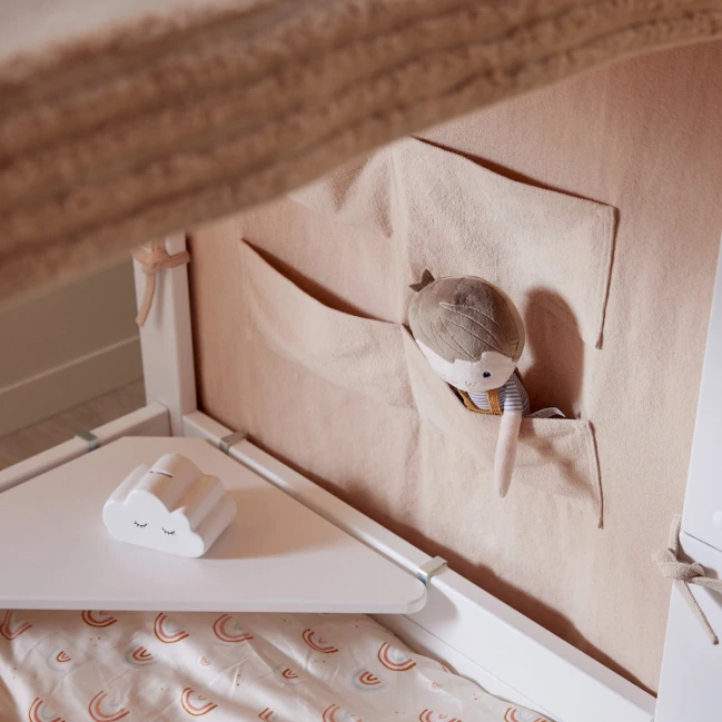 Letto a baldacchino Lifetime 4 in 1 con velo Peach, 90x200 cm, incl. rete a doghe deluxe, bianco