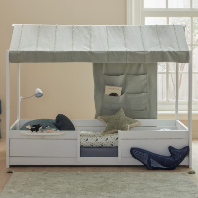 Lifetime 4 in 1 bed combination with fabric roof Wild Life with deluxe slatted frame whitewash