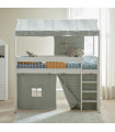 Lifetime half-high bed with sloping ladder and play curtain Sage Blue, Deluxe slatted frame 90x200 white Incl. mattress