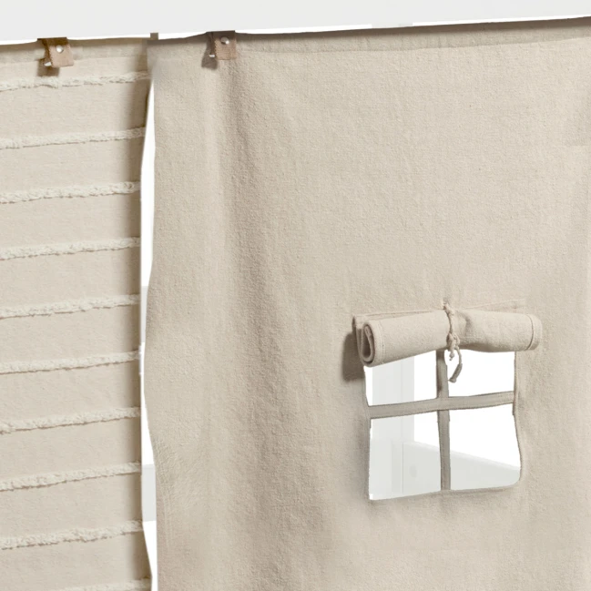 Lifetime Halbhohes Bett mit Schräge Leiter und Spielvorhang Natural, Lattenrost Standard weiss