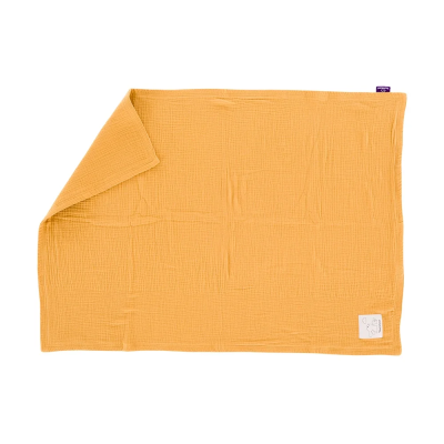 Couverture bébé Träumeland en mousseline jaune moutarde 75 x 100 cm