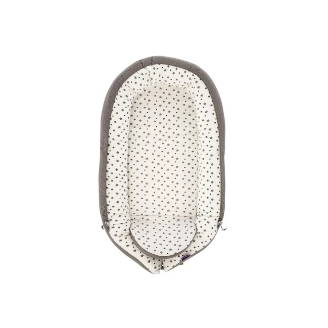 Träumeland baby nest "Home" Premium white with grey stars