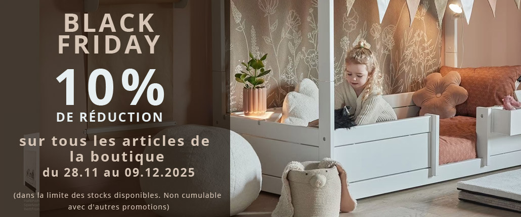 Black Friday : 10 %  de réduction  sur tous les articles chez kinderzimmershop.ch du 28/11 au 09/12/2025