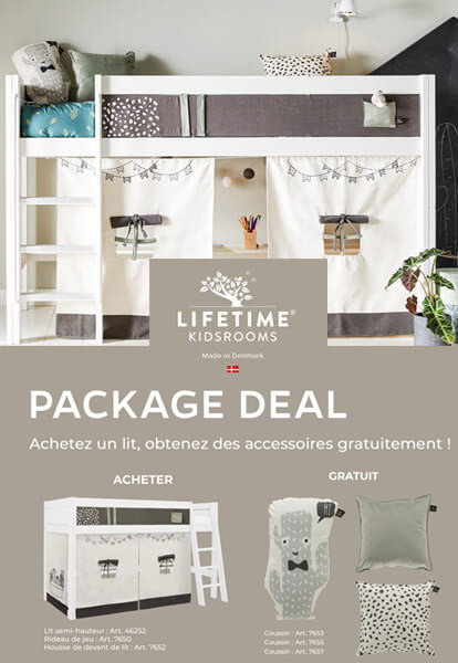 Chambre d'enfant Lifetime cactus demi-hauteur, lit 90x200 avec